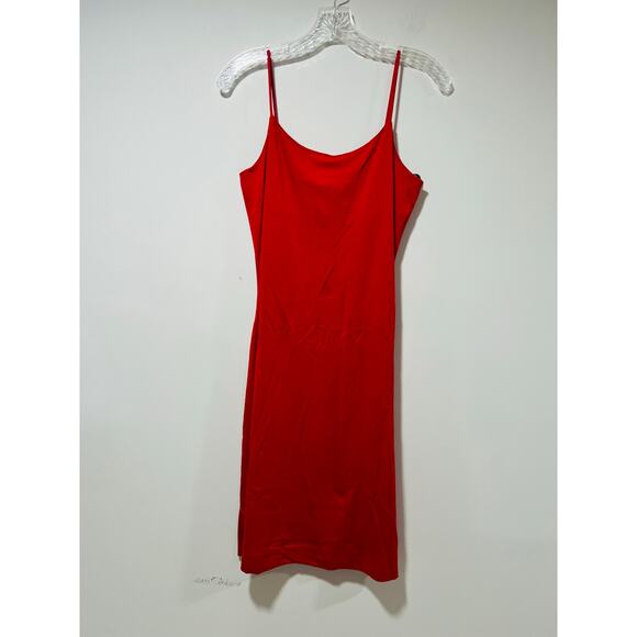 Lew Magram Collection Red Bodycon Slip Rayon Blend Dress Built In Bra Small JL - Picture 1 of 9